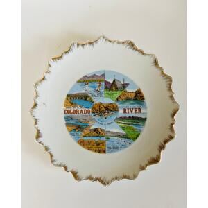 Vintage Colorado River Boulder Dam State Souvenir Decorative Plate Bradley Japan